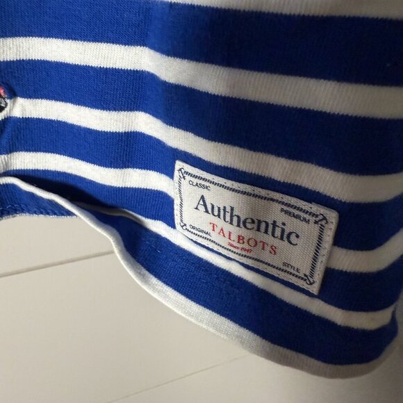 Talbots Royal Blue & White Stripe Shirt with Frenchies Size Large - Picture 6 of 7